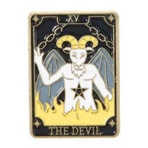 The Devil Tarot Card Gold Tone Black Enamel Pin